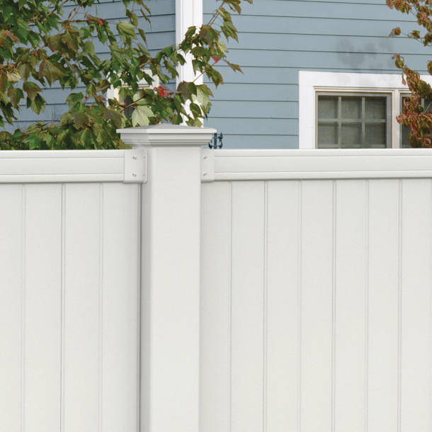 Outdoor Essentials Lewiston 6 ft. x 6 ft. White Vinyl Lattice Top Fence